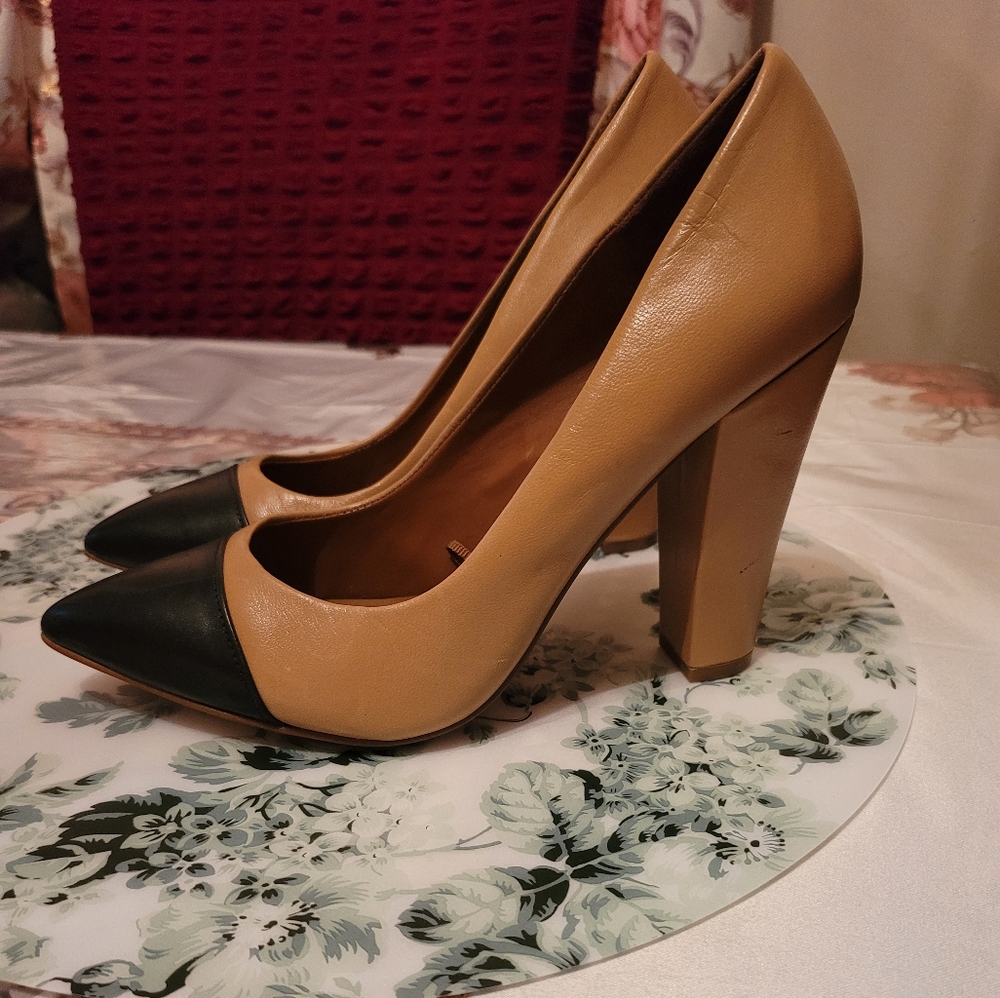 Zara Chunky heel color block heels